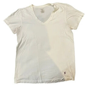 Polo Ralph Lauren Small White V-Neck Short Sleeve T-Shirt/Undershirt‎